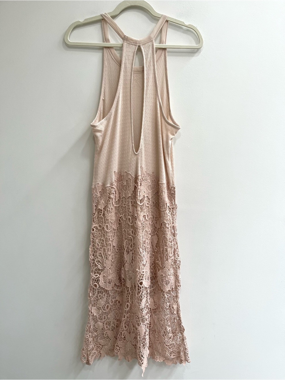 Free People Nora Lace Overlay Midi Dress Cream Tank Boho Festival Size Large - Picture 7 of 15